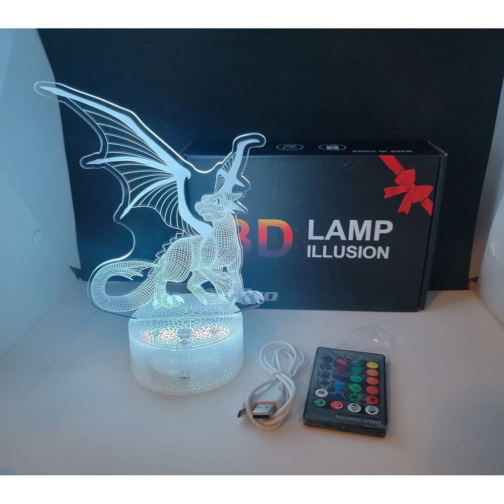 Tripro 3D Lamp Illusion Night Light Color Changing Dragon With Remote